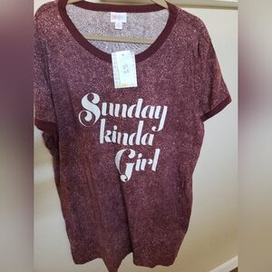 Lularoe Liv Tee, NWT maroon heathered size 3XL